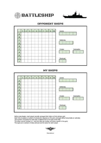 Game: free printable battleship grid to download Battleship Game, E 7 ...