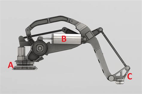 Detailed View Of Robot Leg With Each Actuator Labelled Actuator A