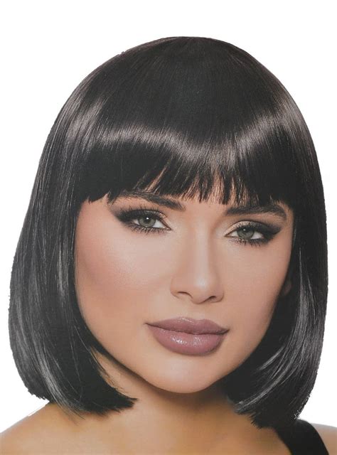 Black Bob Cut Costume Wig Womens Black Bob Wig With Fringe