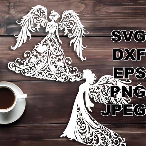 Elegant Angels SVG Cut Files Svg Dxf Png Eps Silhouette Cricut