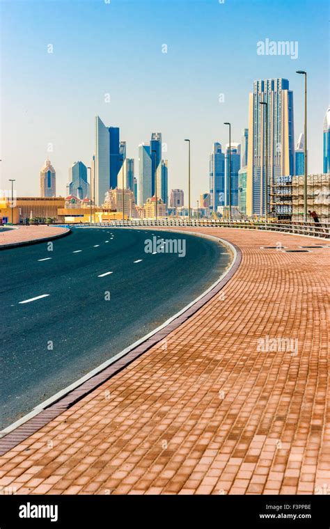 Dubai Skyline At Dusk Uae Stock Photo Alamy