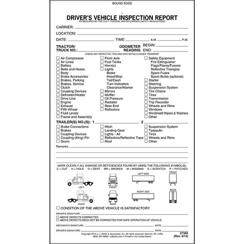 Detailed Driver Vehicle Inspection Report Book With Illustrations 5 Pk 2 Ply Carbonless 55