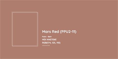 Behr Mars Red (PPU2-11) Paint color codes, similar paints and colors - colorxs.com