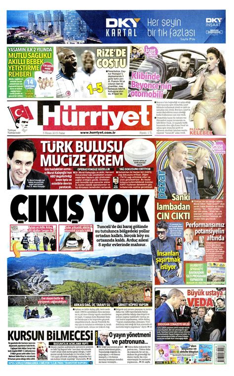 H Rriyet G Nl K Gazete Mansetleri Gazete Manseti Nisan Gazete