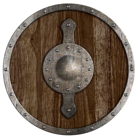 Medieval Round Wooden Shield Isolated Stock Illustration Illustration