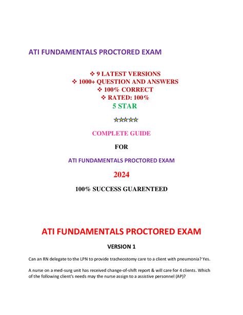 Ati Fundamentals Proctored Exam Questions And Answers 2024 With Ngn Docmerit