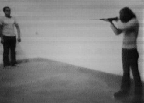 Chris Burden, Shoot, 1974. Still from a Videotape of a 1971... | Course ...