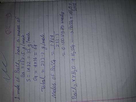 The Formula Of A Hydrated Salt Of Barium Is Bacı Xho If 1936 G Of