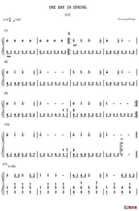 春野钢琴简谱 数字双手 班得瑞 Bandari 简谱网