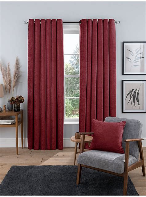 Sleepdown Chenille Eyelet Curtains In Red Home George At Asda