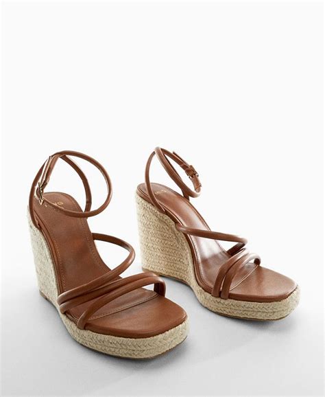 Mango Womens Wedge Strips Sandals Macys