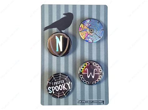 Holographic Wednesday Pin Set Holographic Pins Wednesday Addams Pins