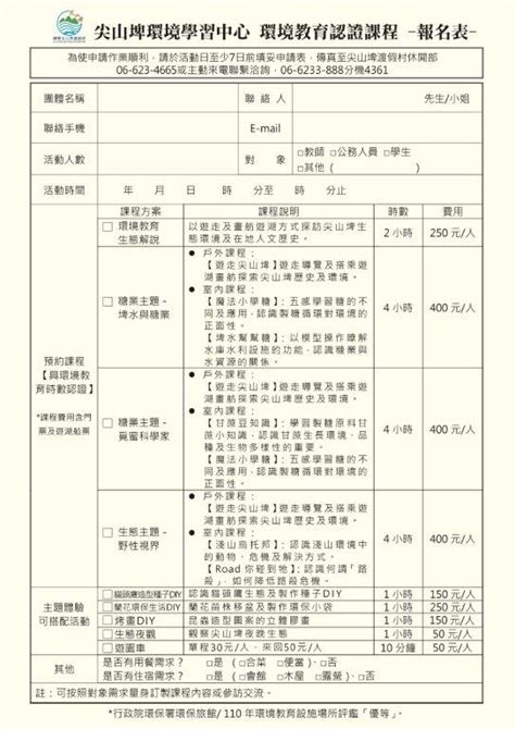 基隆市安樂區衛生所－轉知訊息－轉知 尖山埤環境學習中心公告