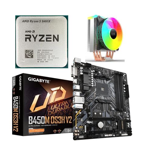RYZEN 5 5600X PACKAGE WiTH GiGABYTE B450M DS3H V2 BOX PACKED