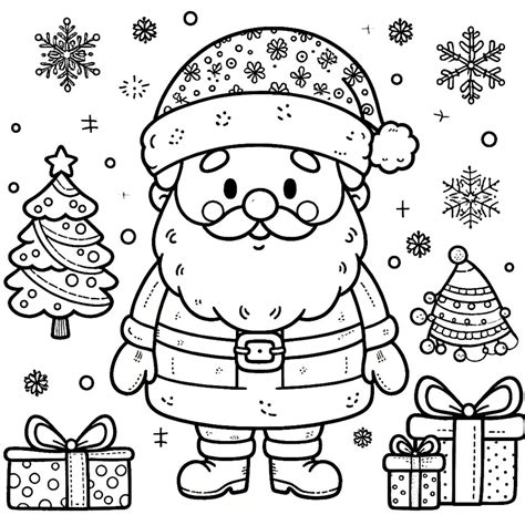 Dessin gratuit Coloriage Père Noël pour enfants de maternelle