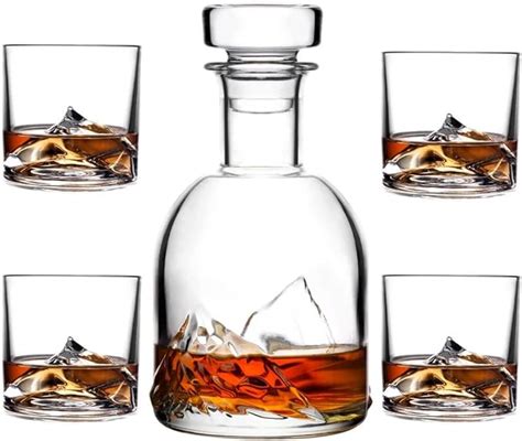 Liiton Everest Wiskey Set Set Of 4 Whiskey Glasses And Decanter