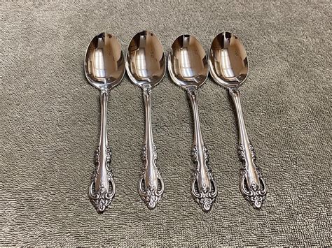 Oneida Brahms Community Stainless Flatware 4 Place Oval Soup Spoons 6 7