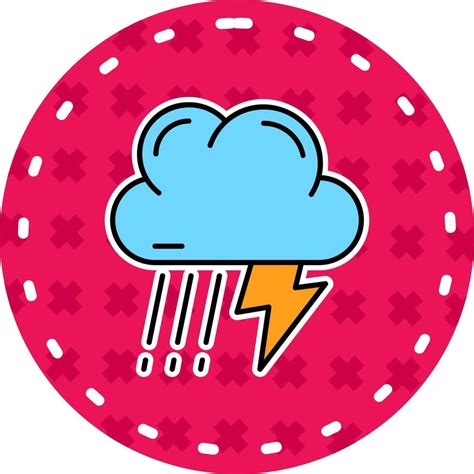 Thunder Strom Line Filled Sticker Icon Vector Art At Vecteezy