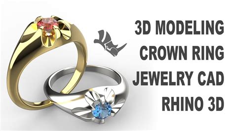 Jewelry Cad 3d Modeling For A Crown Set Ring With Rhino 3d 393 Youtube