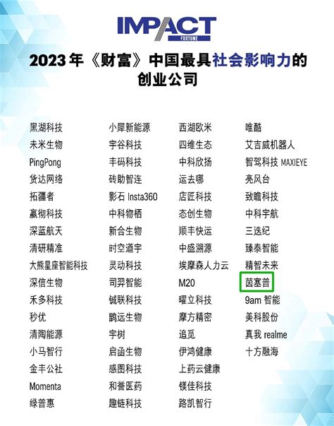 茵塞普科技荣登“2023《财富》中国最具社会影响力的65家创业公司”榜单 茵塞普科技（深圳）有限公司