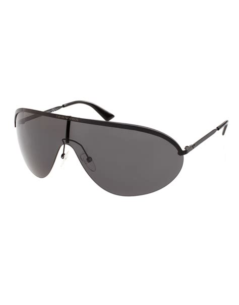 Emporio Armani Emporio Armani Rimless Visor Sunglasses In Black For Men Lyst