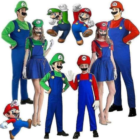 Super Mario Luigi Cosplay Kostume Voksen B Rn Fancy Dress Up Outfit T J