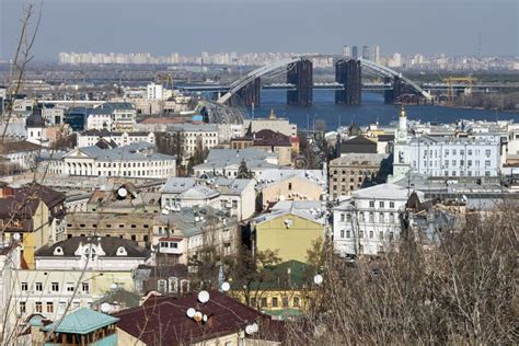 Podil District Cityscape in Kiev, Ukraine Stock Image - Image of road ...