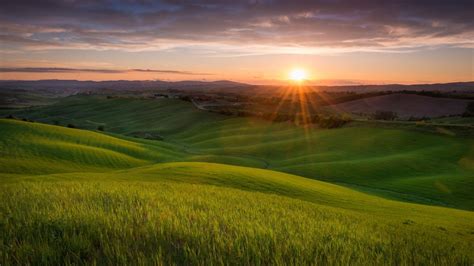 Wallpaper X Px Field Hills Italy Landscape Nature Sun