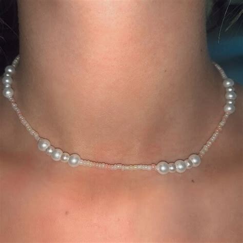 Pearl Seed Bead Necklace Etsy