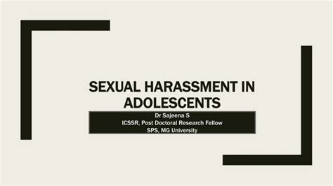 Sexual Harassment In Adolescents Ppt