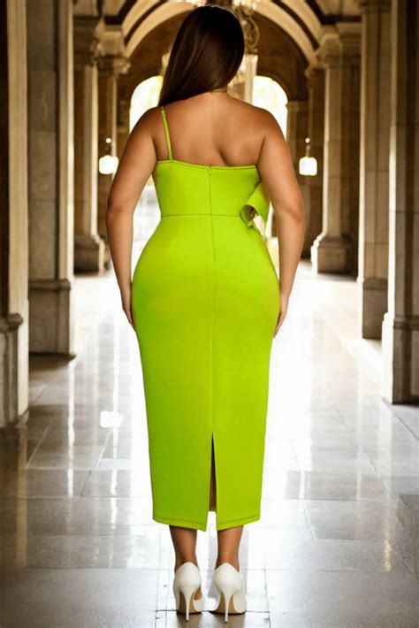 Raquel Plus Size Lime Green Pencil Cocktail Dress Hello Curve