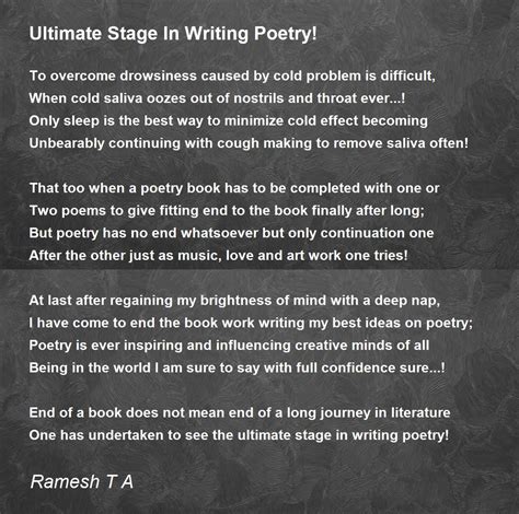 Ultimate Stage In Writing Poetry By Ramesh T A Ultimate Stage In