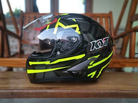 Jual Helm Kyt Falcon Faster Yellow Fluo Full Face Double Visor Di Lapak