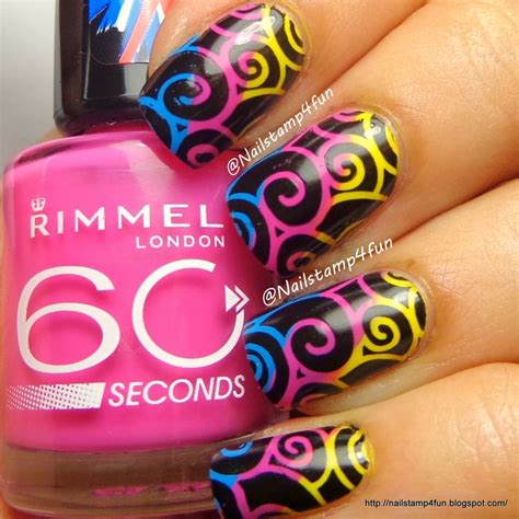 Nail Stamp 4 Fun Colorful Swirls Winstonia Plate W203 Stamping Nail Art Nail Stamping Nail