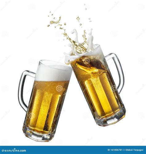 Two Glass Mugs With Beer Stock Image Image Of Flow 161006781