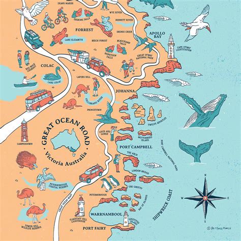 Great Ocean Road Illustrated Map Worksheets Library