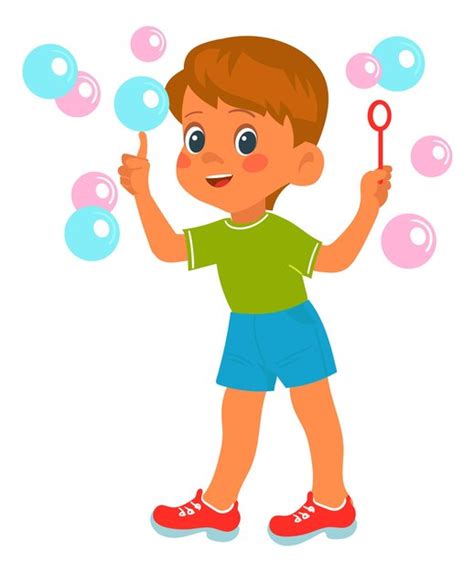 Premium Vector | Happy boy with bubble blower toy cartoon game isolated ...