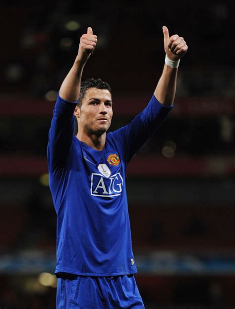 A thumbs up from Cristiano Ronaldo of Manchester United as his team ...