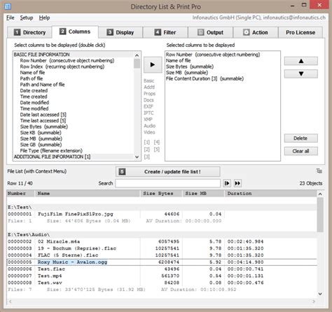 directory list print