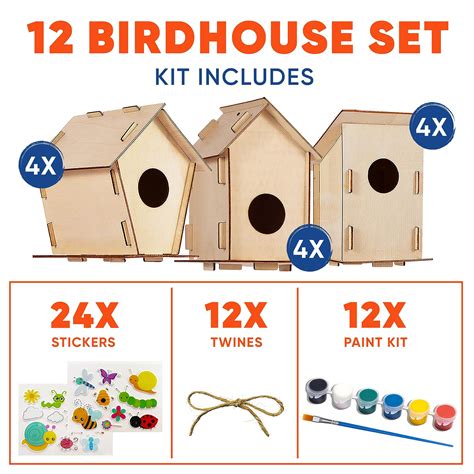 CRAFTY HAPPITOYS 12 diy bird house kits for children to build - wood ...