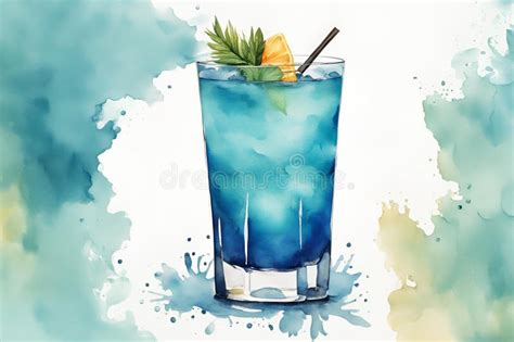 Coctel Coctel Blue Hawaian Coctel Stock Illustration Illustration Of