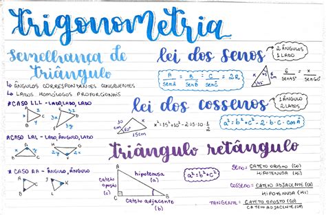 Trigonometria Semelhança De Triângulos Lei Dos Senos E Cossenos Triângulo Retângulo