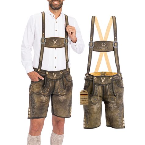 Bavaria Trachten Lederhosen Men Oktoberfest Costume Genuine Leather