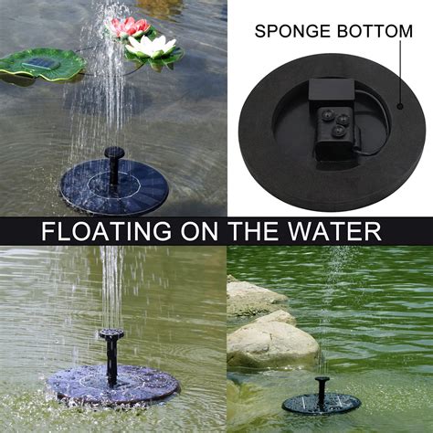 OUTAD 3PCS Solar Bird Bath Water Fountain Pump, Free Standing 1.4W ...