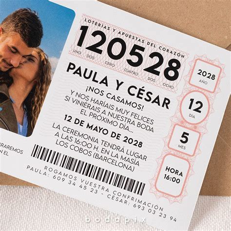 Invitación de boda décimo de lotería Bodapix