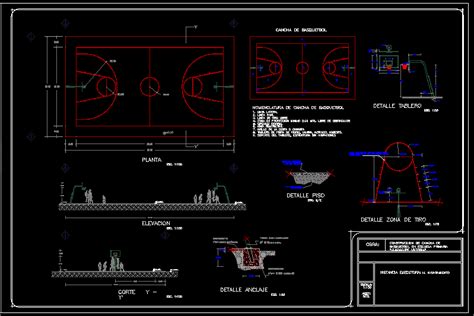 Basketball Court Cad Block