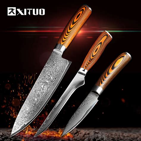 Aliexpress Buy XITUO 3 Pcs Kitchen Knives Set Japanese Damascus