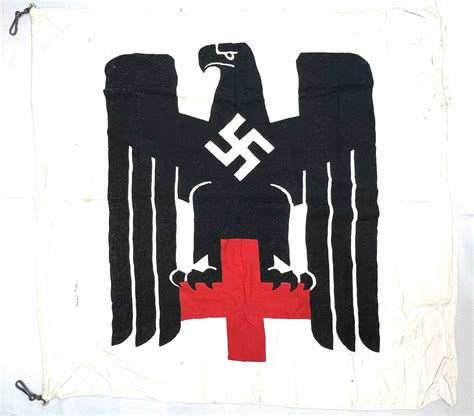 German WW2 Nazi Red Cross Flag - Enemy Militaria