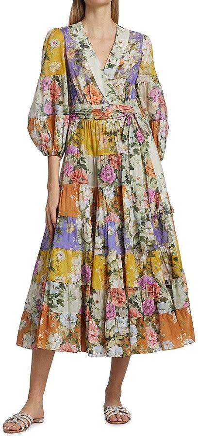 Zimmermann Pattie Patchwork Floral Cotton Wrap Midi Dress ShopStyle