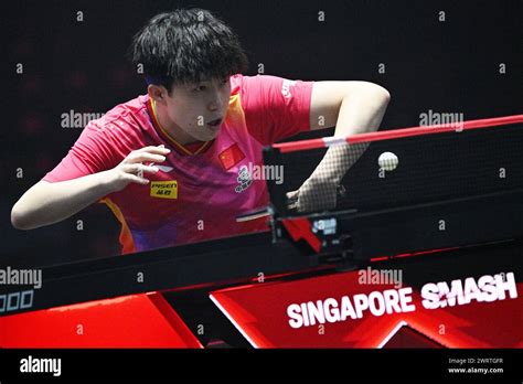 Singapore Th Mar Wang Chuqin Of China Hits A Return During